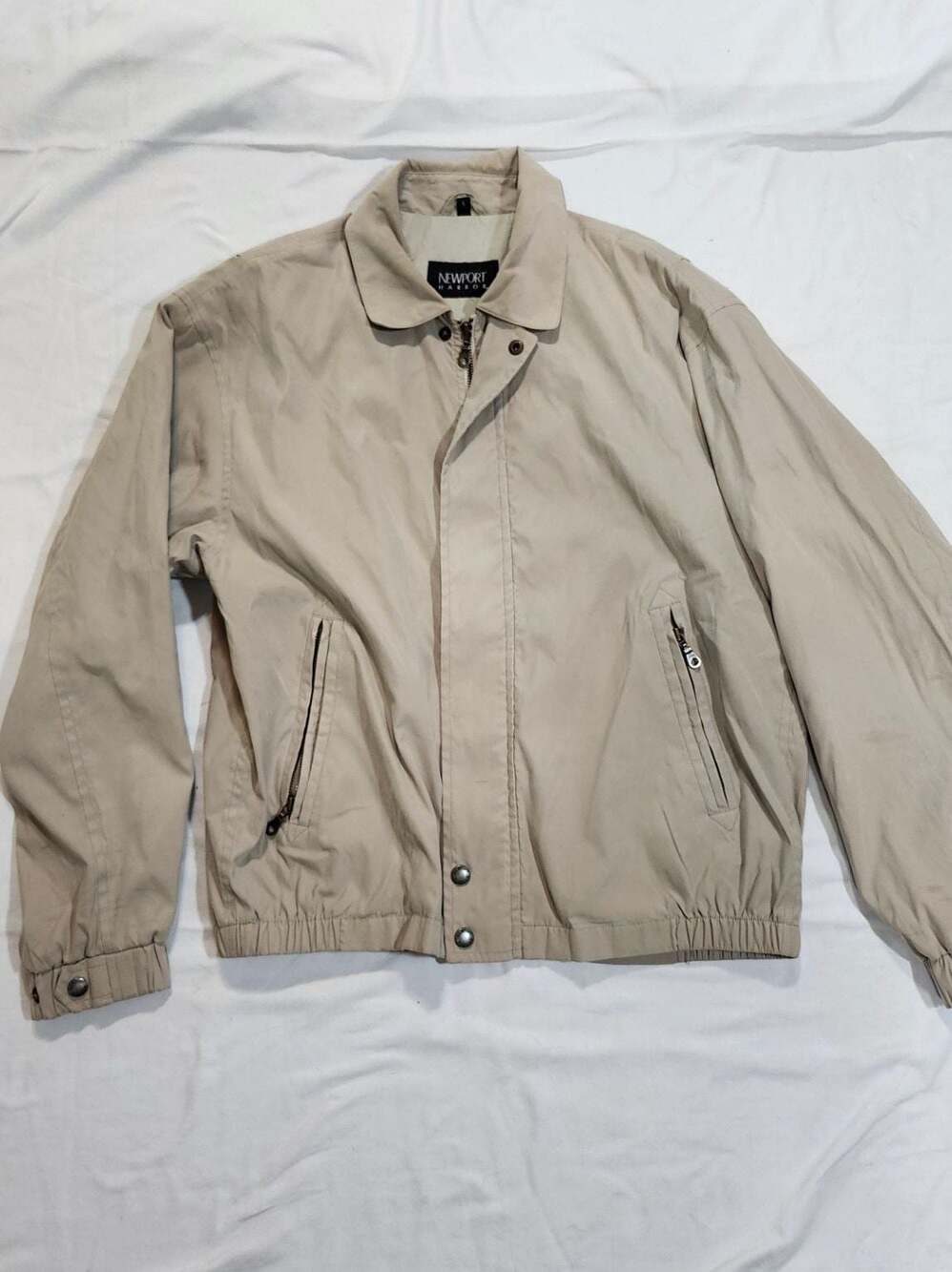 Newport Harbor Men's Beige Khaki Casual Zip Jacket Size L